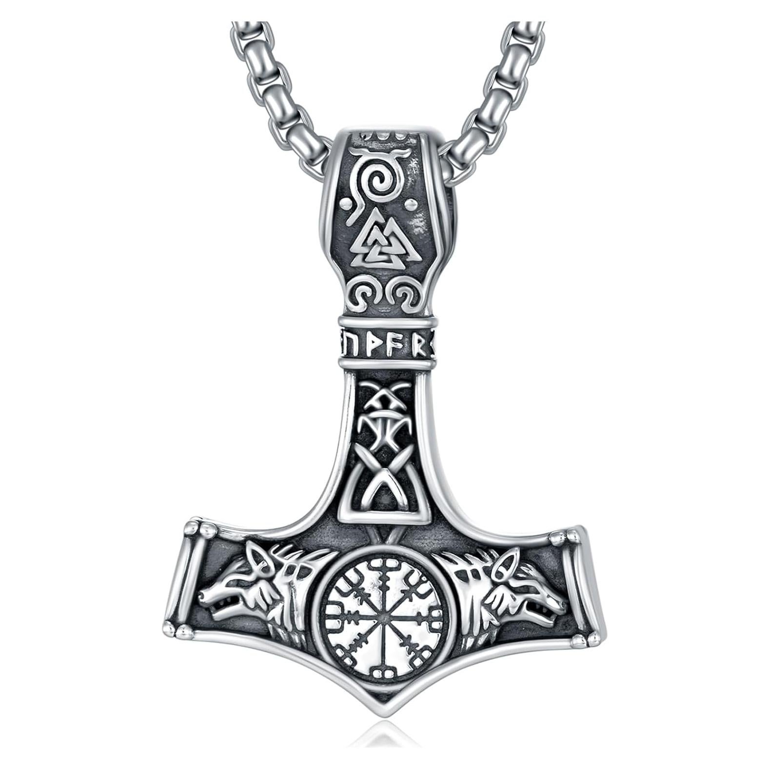 Collar Vikingo Martillo de Thor KoyeKei Plata 925 Hombres