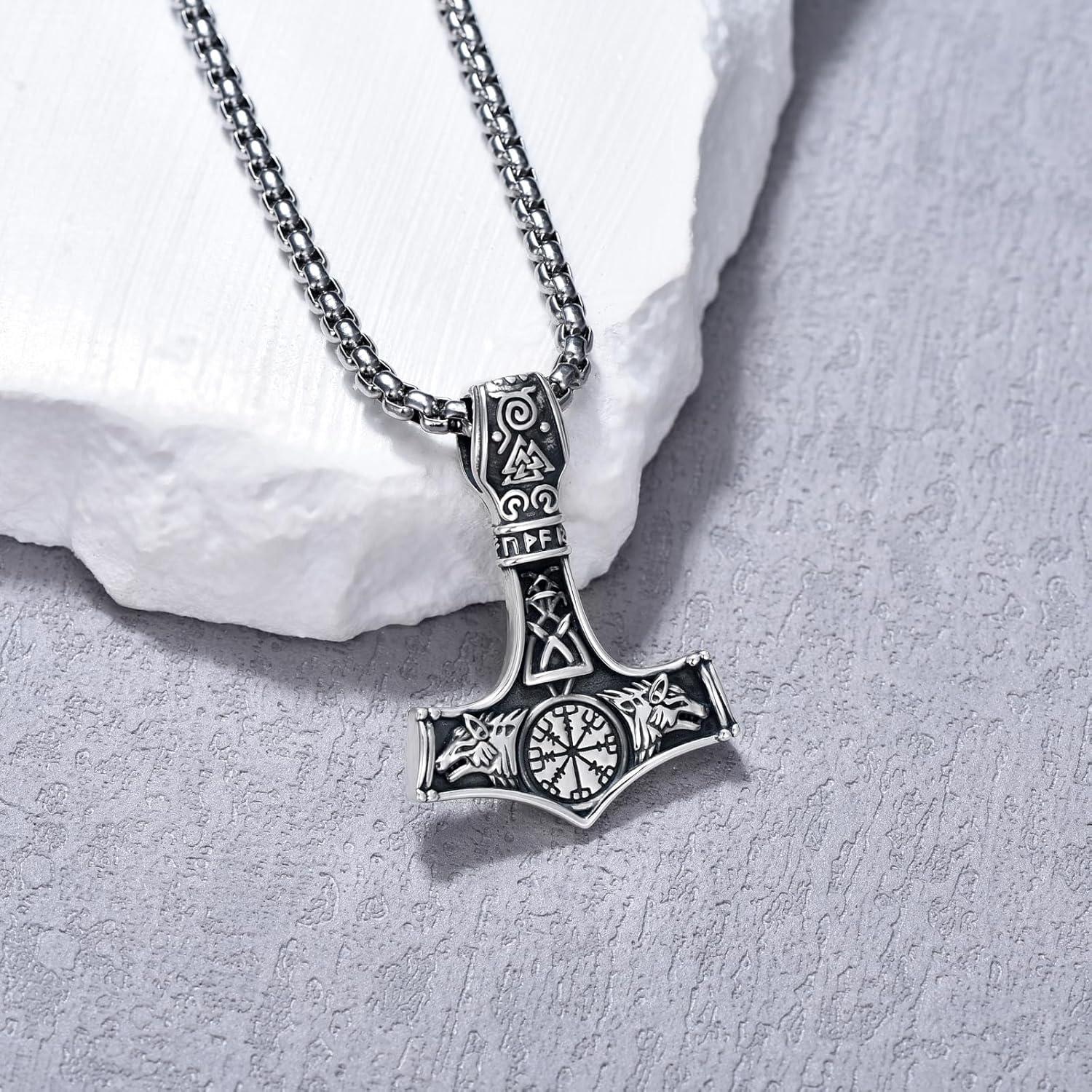 Collar Vikingo Martillo de Thor KoyeKei Plata 925 Hombres