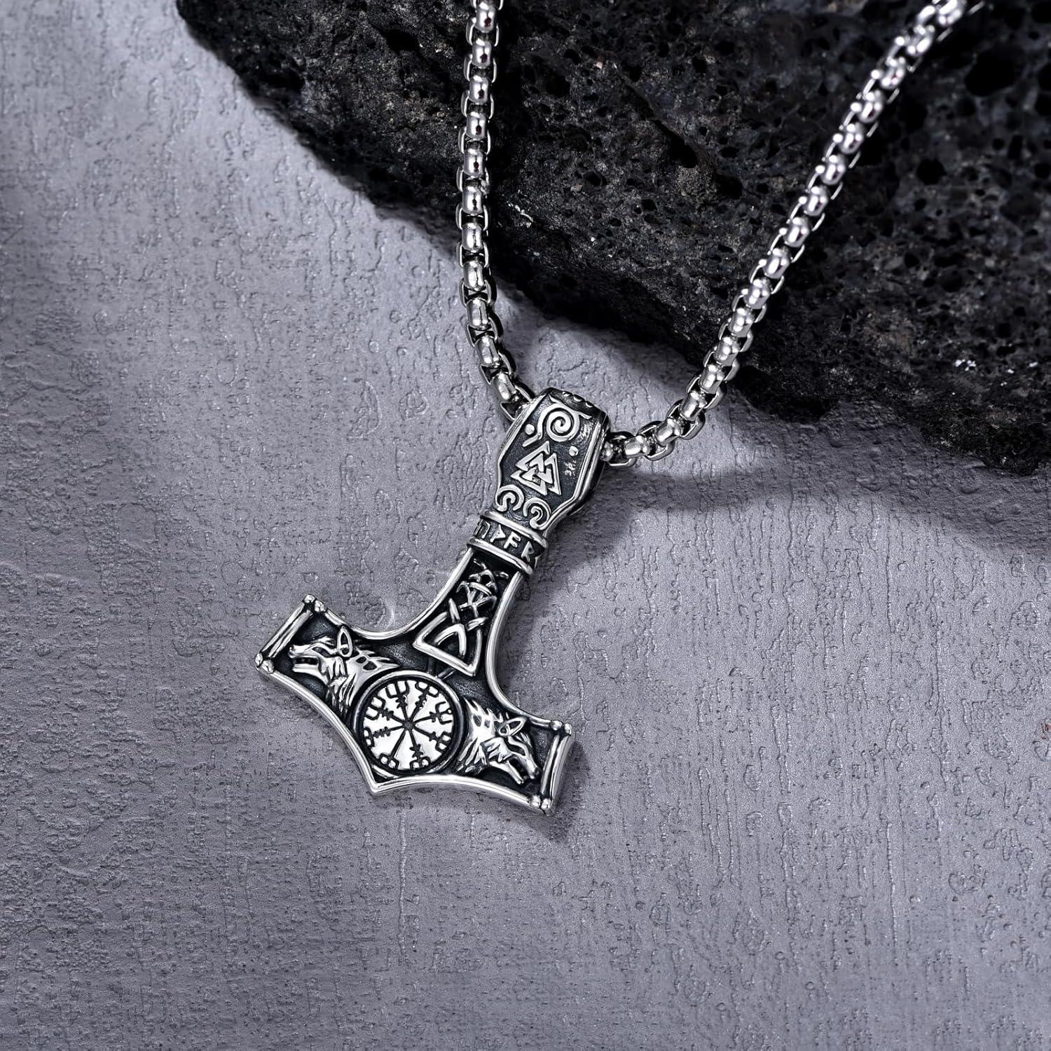 Collar Vikingo Martillo de Thor KoyeKei Plata 925 Hombres