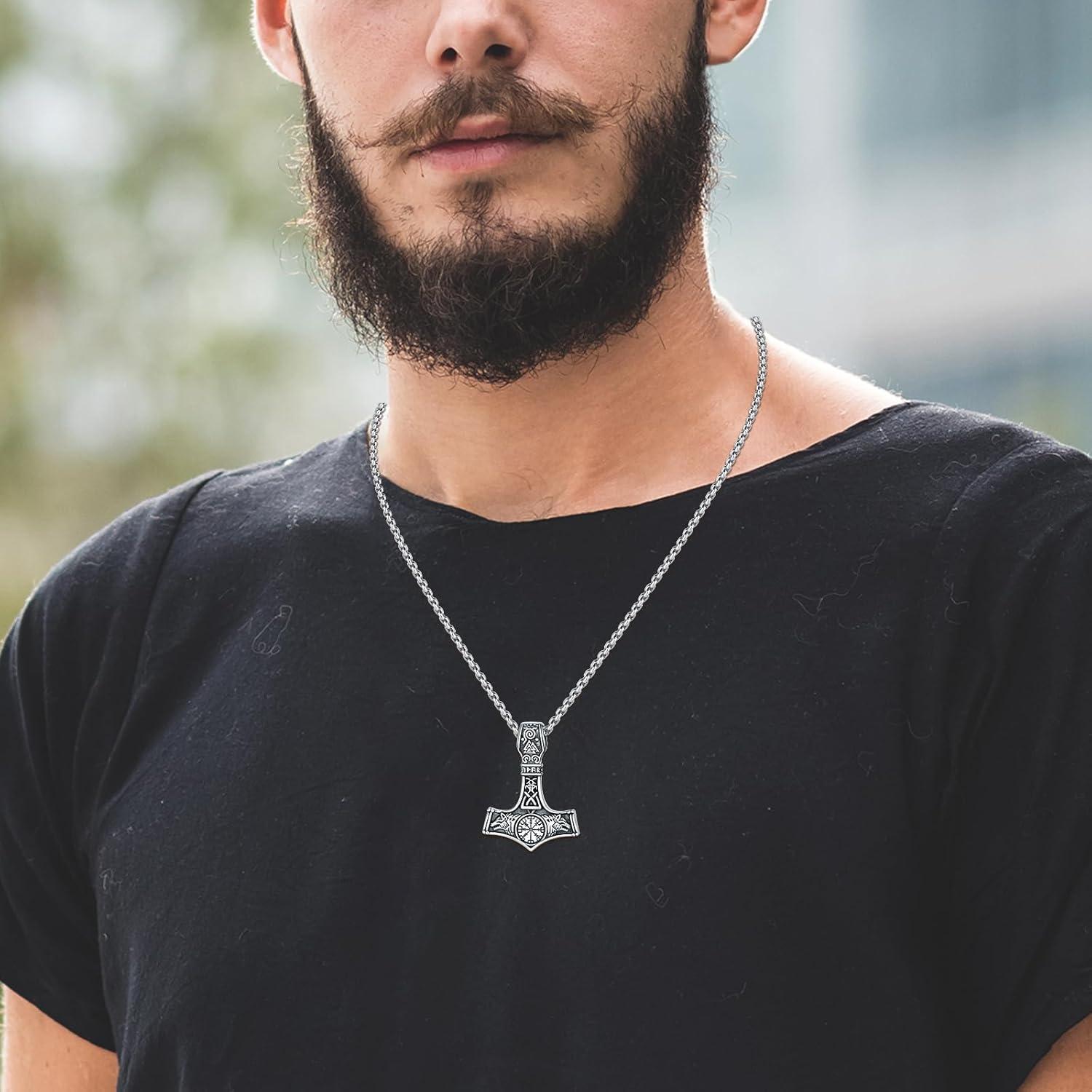 Collar Vikingo Martillo de Thor KoyeKei Plata 925 Hombres