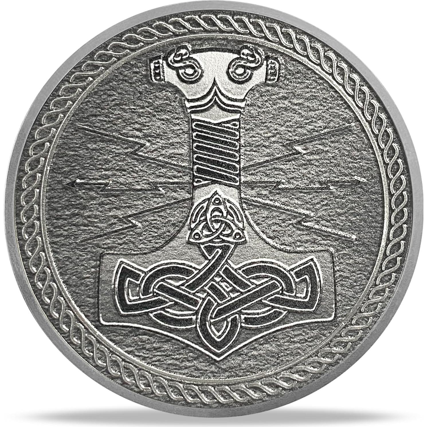 Moneda de Desafío Vikinga Thor BHealthLife - 4cm Plata Antigua