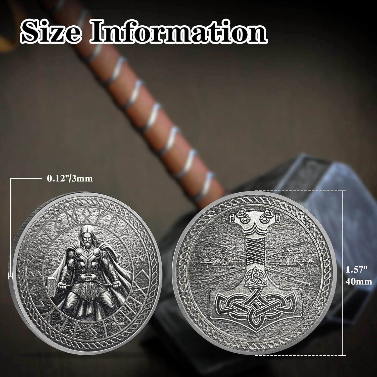 Moneda de Desafío Vikinga Thor BHealthLife - 4cm Plata Antigua
