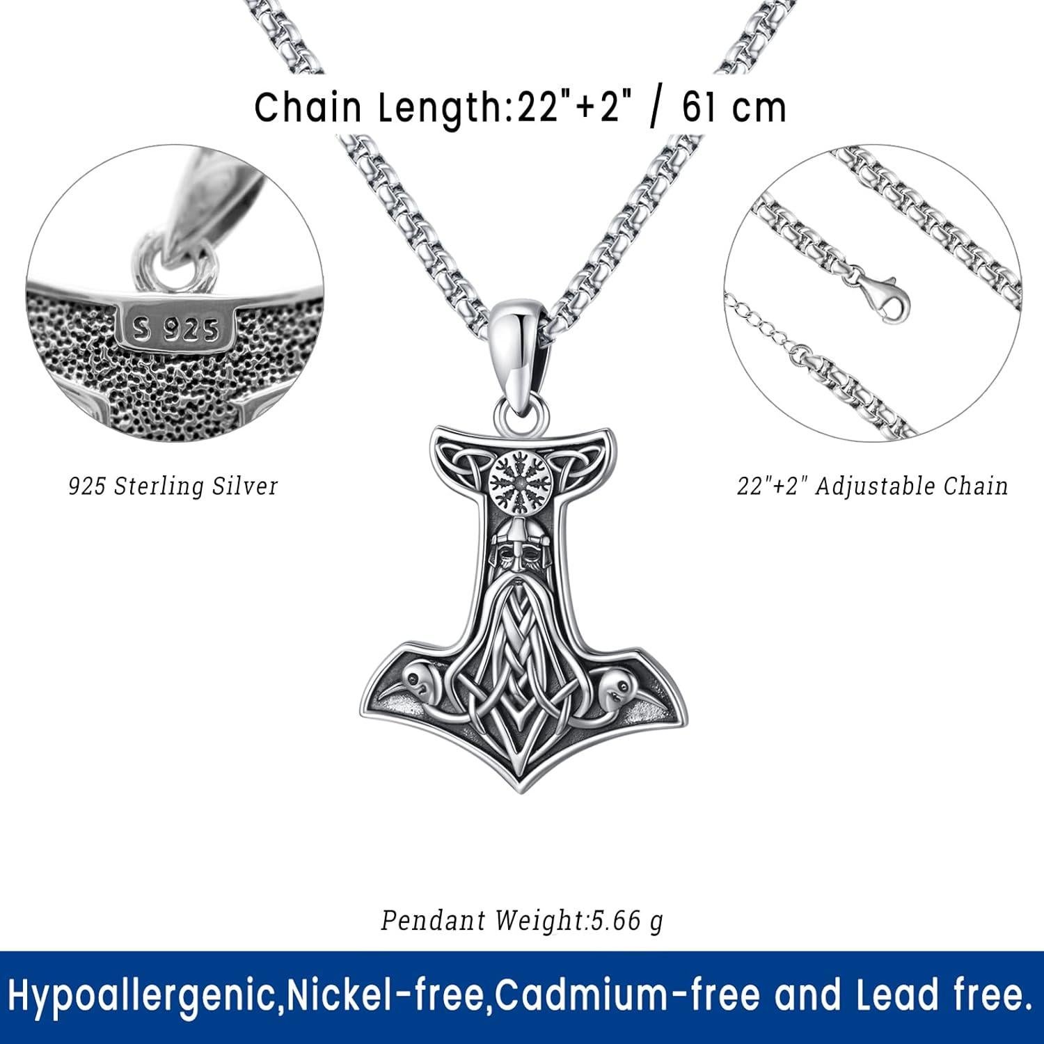 Collar Vikingos Mjolnir Thor Plata Esterlina 925 61 cm
