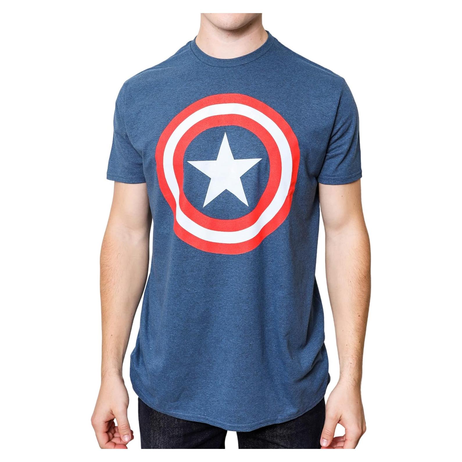 Camiseta de Capitán América Marvel para hombres - Indigo Heather