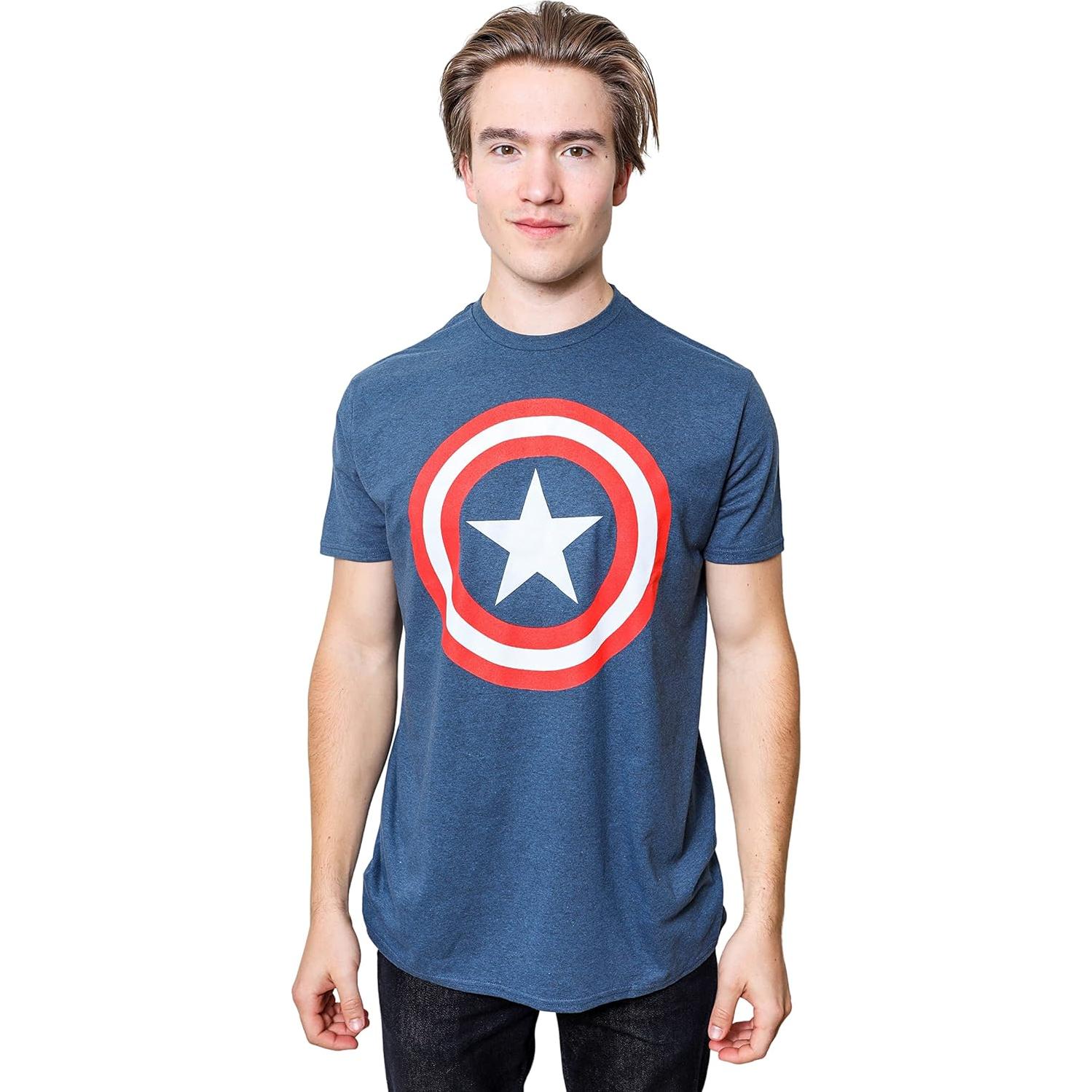 Camiseta de Capitán América Marvel para hombres - Indigo Heather