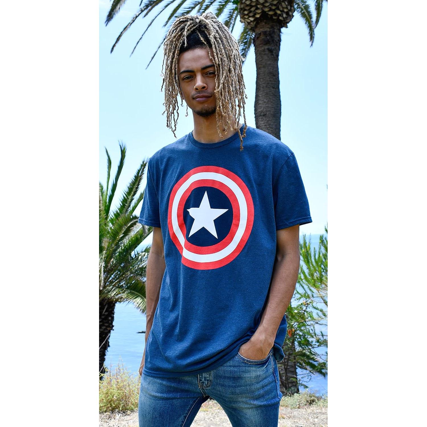 Camiseta de Capitán América Marvel para hombres - Indigo Heather