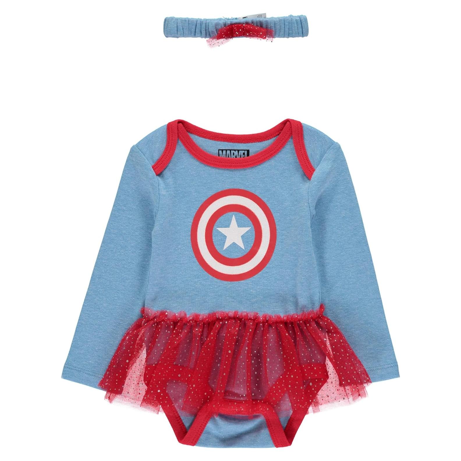 Mono de Manga Larga para Niñas Capitán América 3-6 Meses