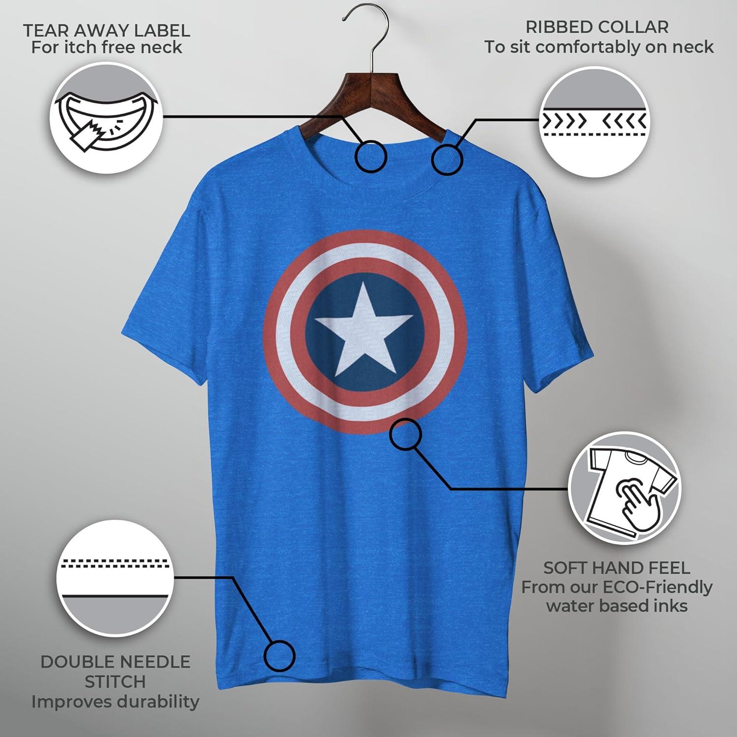 Camiseta de Manga Corta Capitán América Marvel 3X Royal Heather