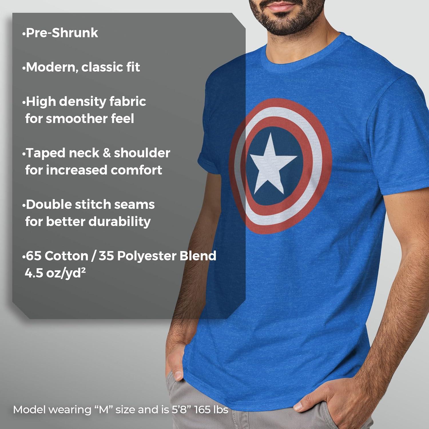 Camiseta de Manga Corta Capitán América Marvel 3X Royal Heather