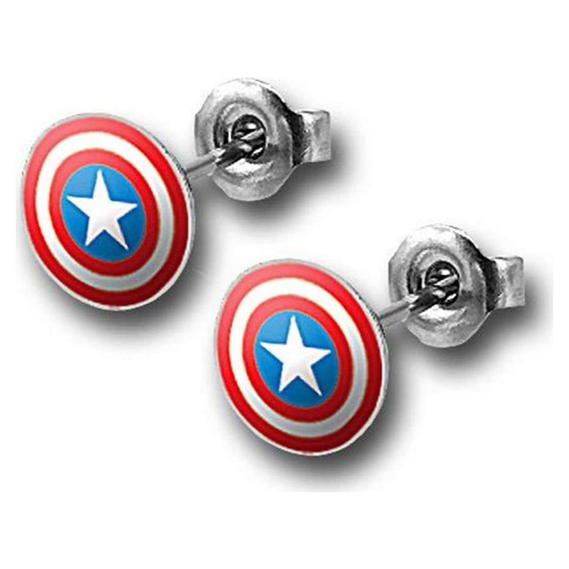 Pendientes de Stud Capitán América Acero Inoxidable 1.27 cm