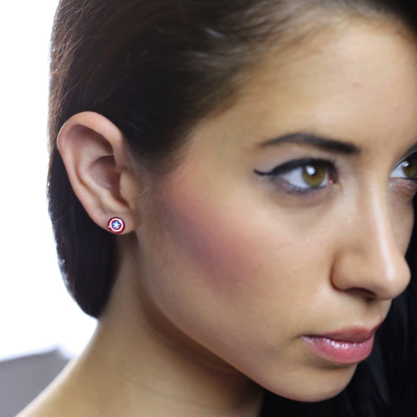 Pendientes de Stud Capitán América Acero Inoxidable 1.27 cm