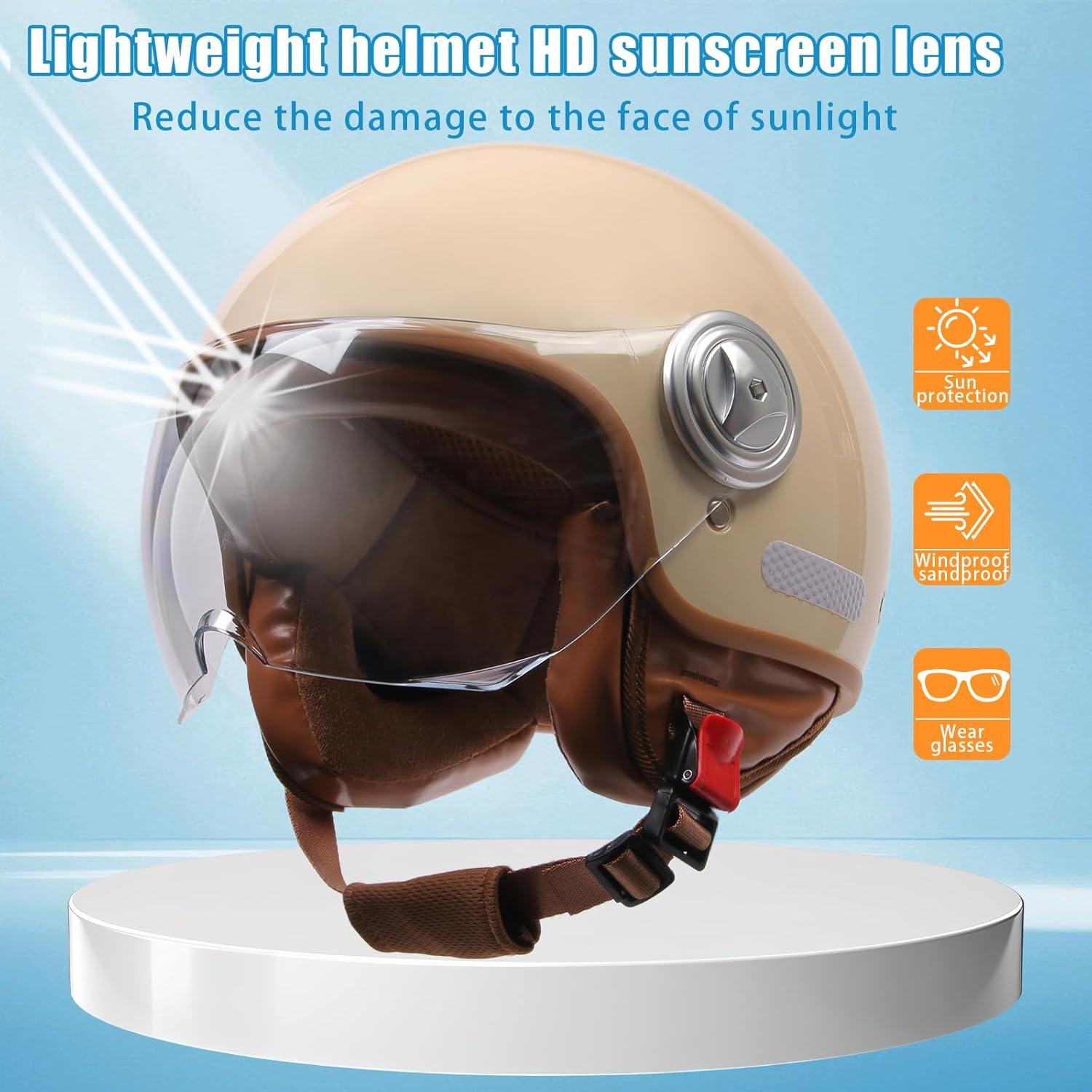 Casco de motocicleta SXJXZJBF retro 3/4 unisex ligero rosa