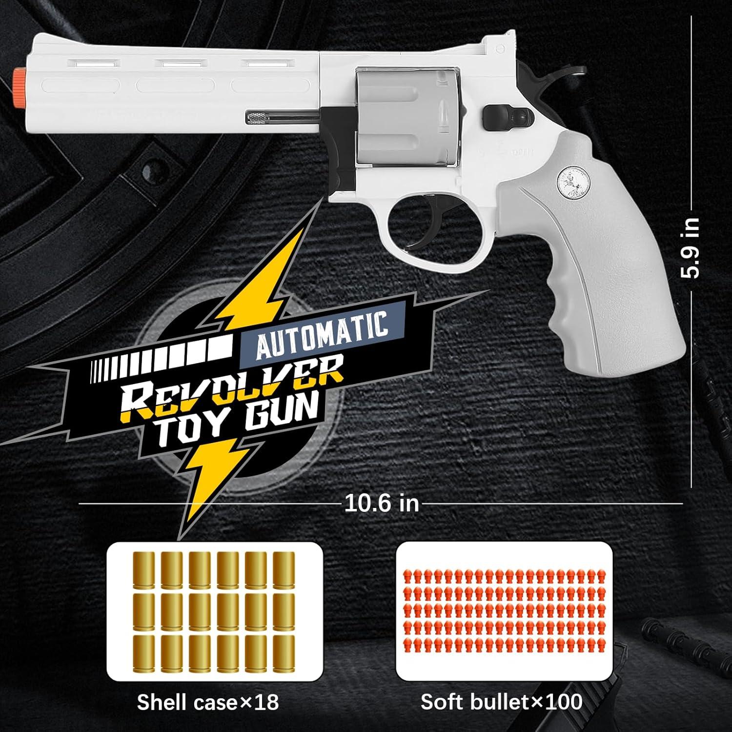 Revolver Juguete Witcrety con 100 Balas Blandas y 18 Cartuchos