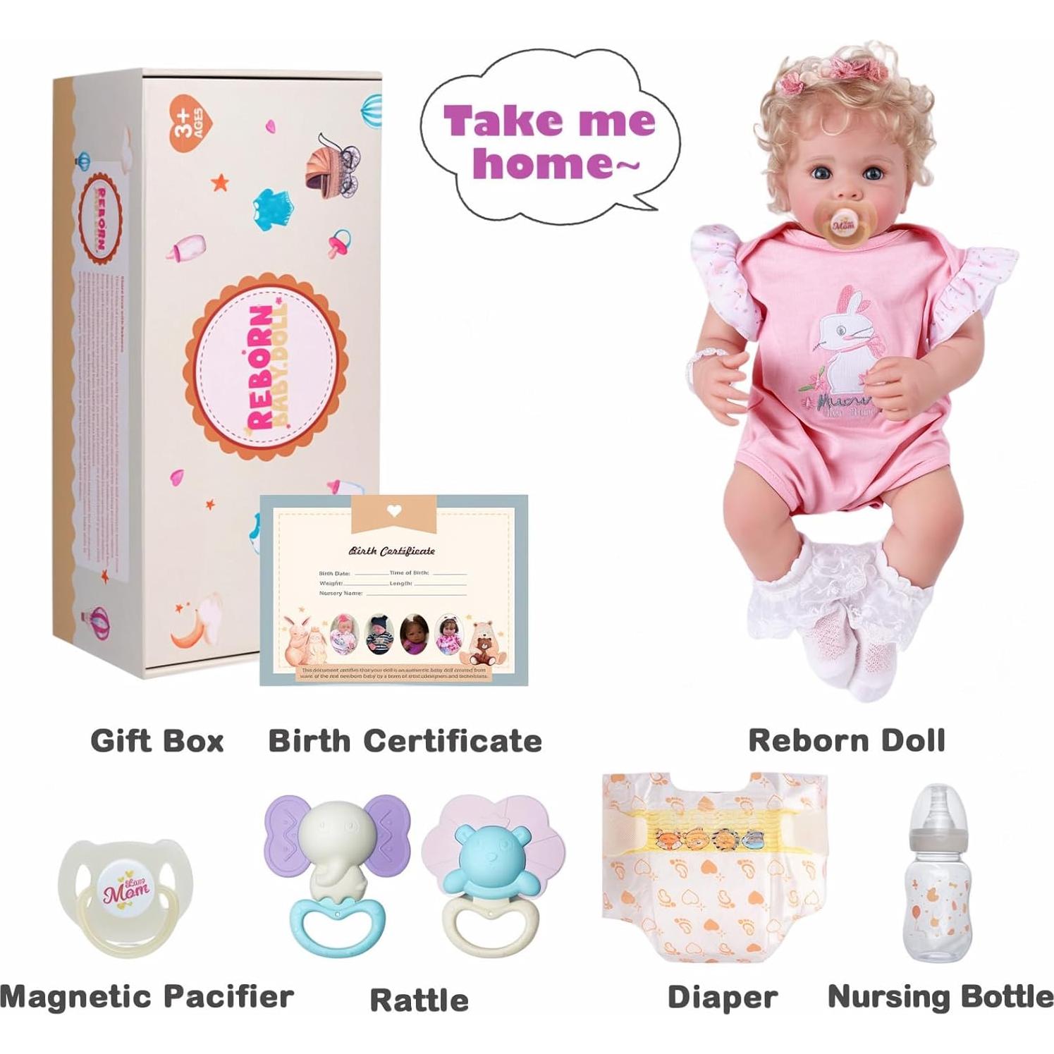 Muñeca Reborn BABESIDE Bettie 48 cm Realista con Accesorios