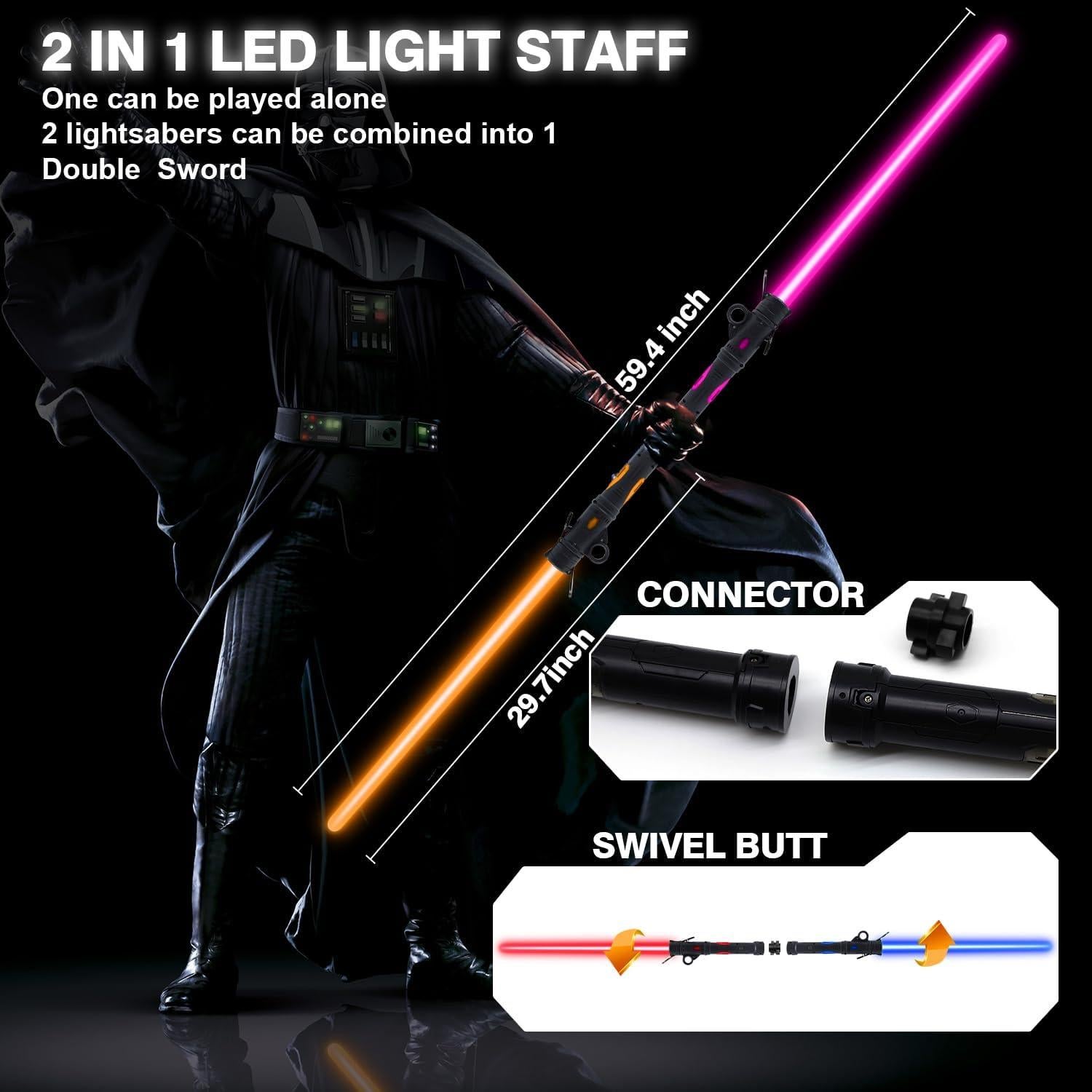 Espadas LED Duales Gianby 2-en-1 con 25 Luces y Sonido