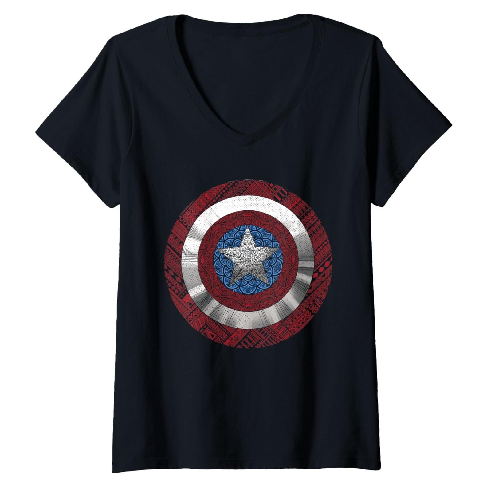 Camiseta V-Neck Capitán América Marvel para Mujeres - Ligera