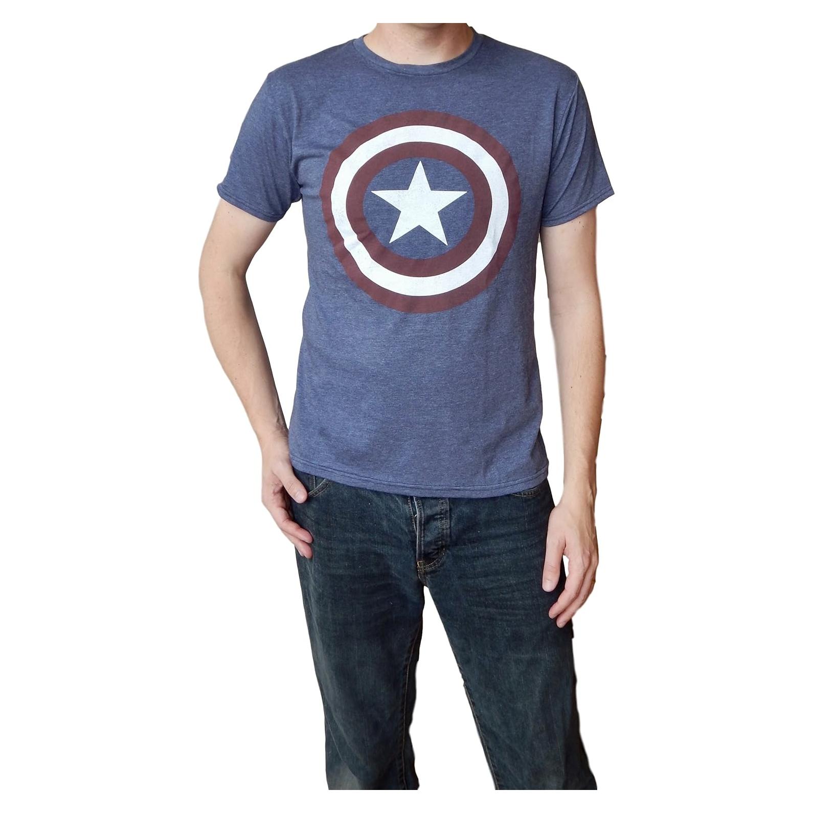 Camiseta Vintage Capitán América Hombre Mediana Poliester Algodón