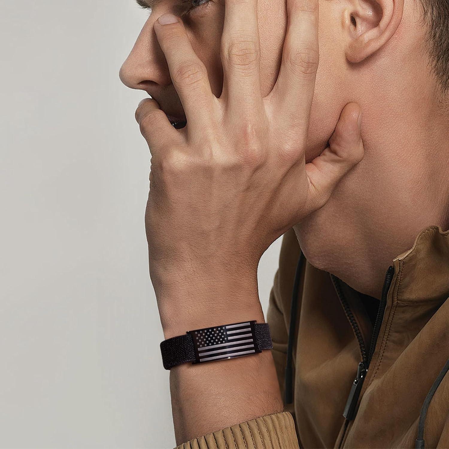 Pulsera Patriótica Ajustable LDOWWGL con Bandera Americana
