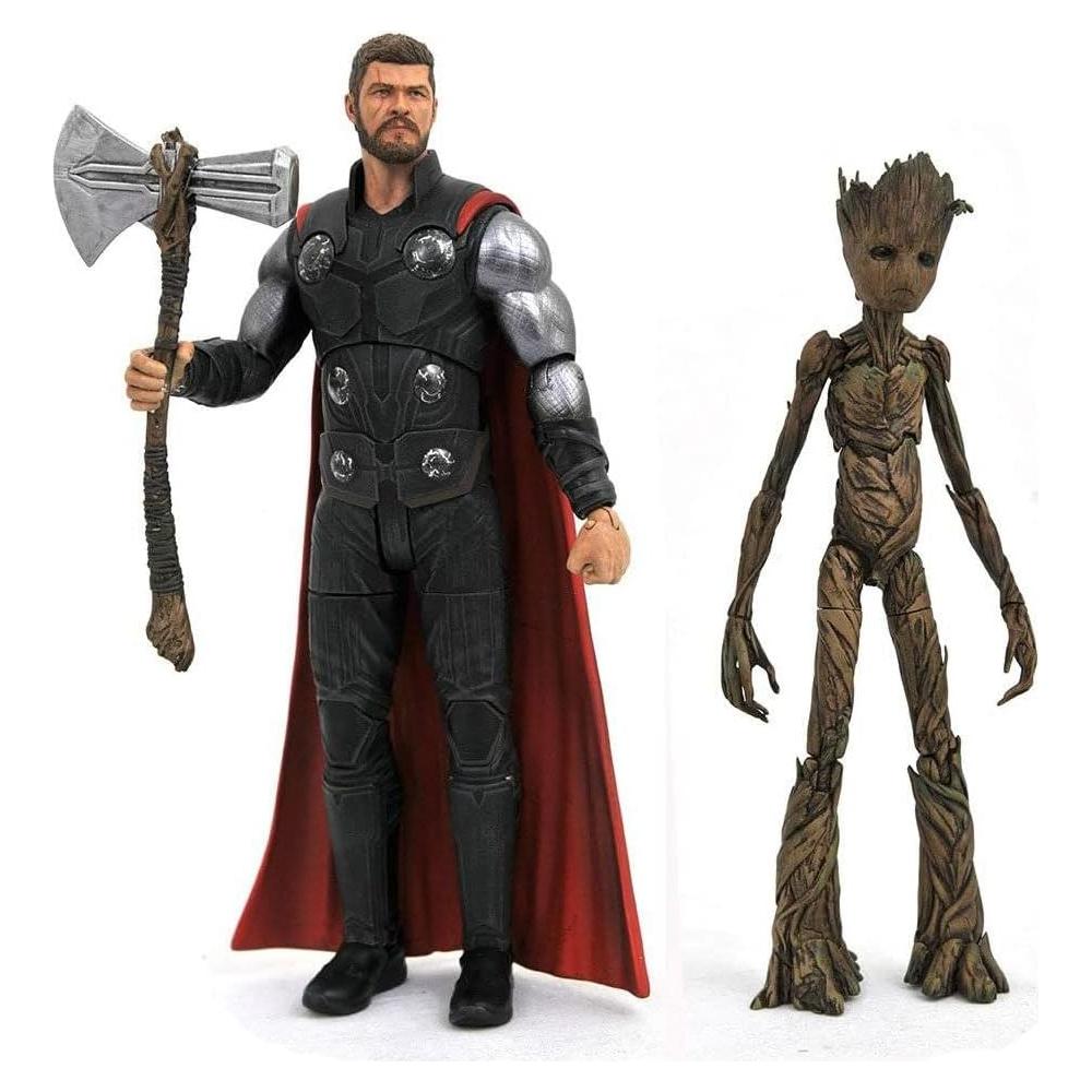 Figura de Acción Thor y Groot Diamond Select 17.78 cm