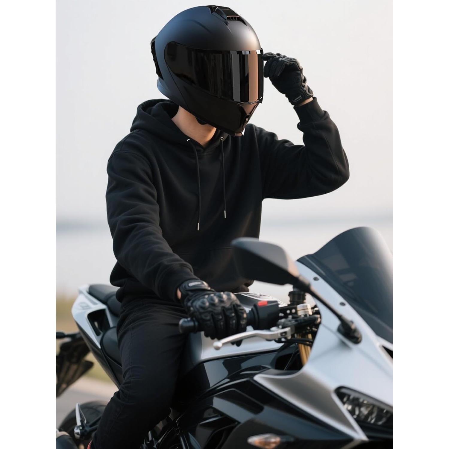 Casco Modular de Motocicleta MXJ Gear JR-815, Negro Mate, L