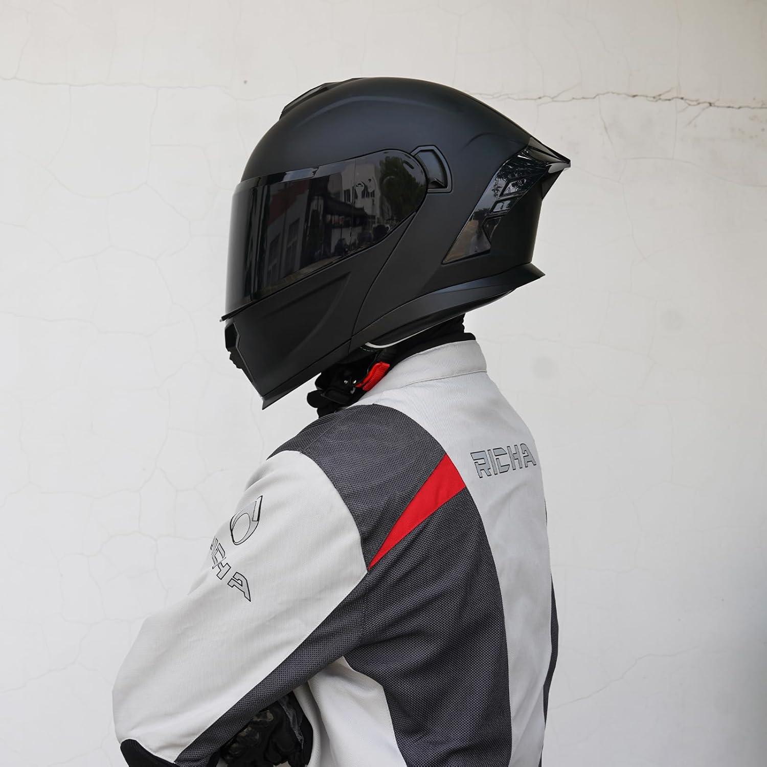 Casco Modular de Motocicleta MXJ Gear JR-815, Negro Mate, L