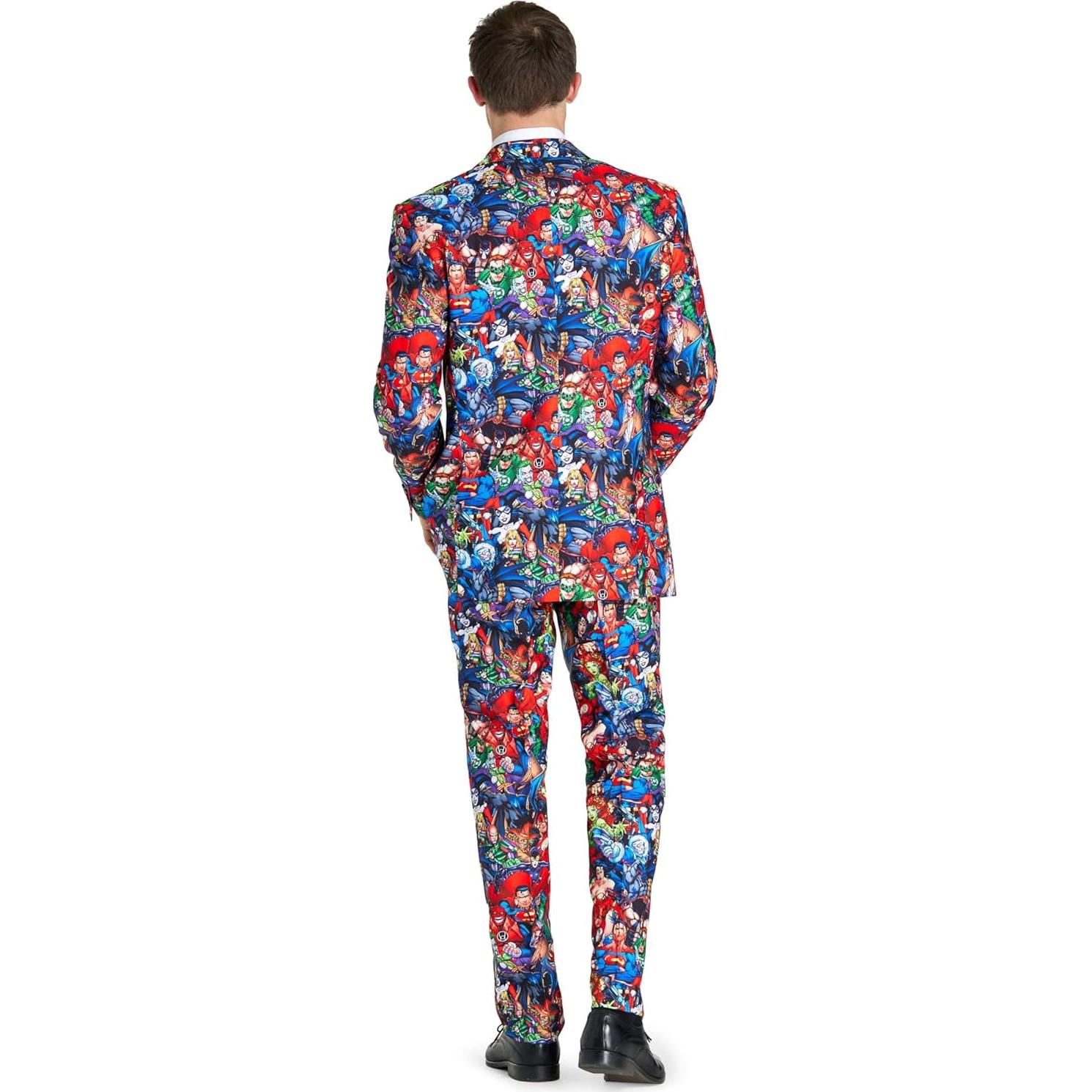 Traje de Héroes de DC Comics OppoSuits para Hombre - Batman, Superman, Mujer Maravilla - Incluye Blazer, Pantalones y Corbata
