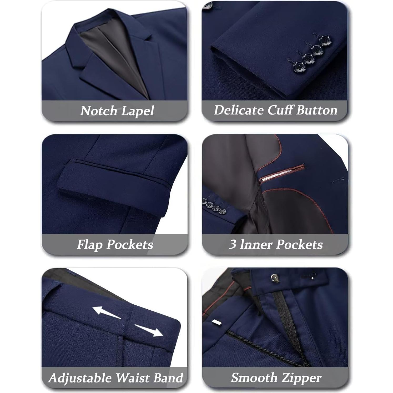 Traje Slim Fit 2 Piezas Hipfun Azul Marino para Hombre