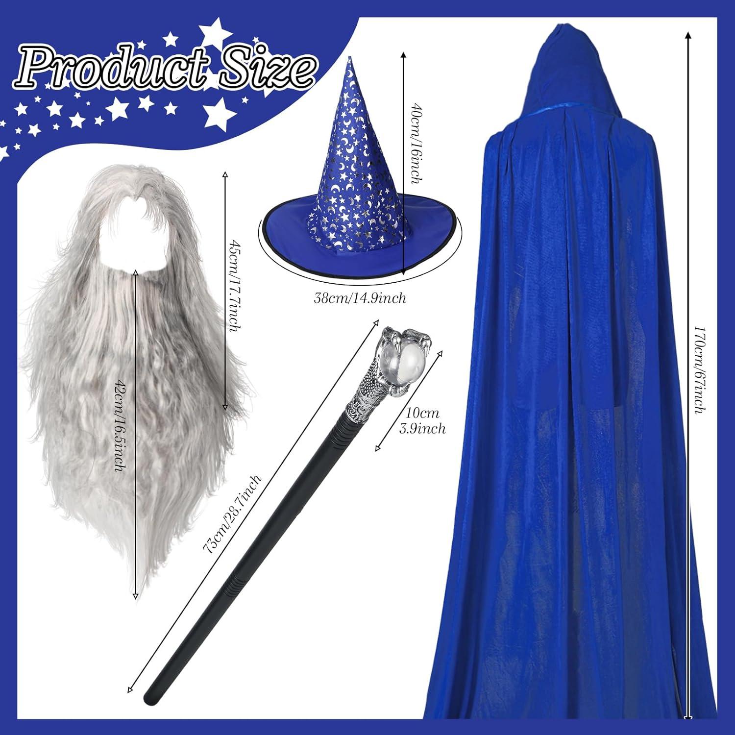 Disfraz de Mago Hicarer 4 Piezas para Adultos - Sombrero, Capa, Varita