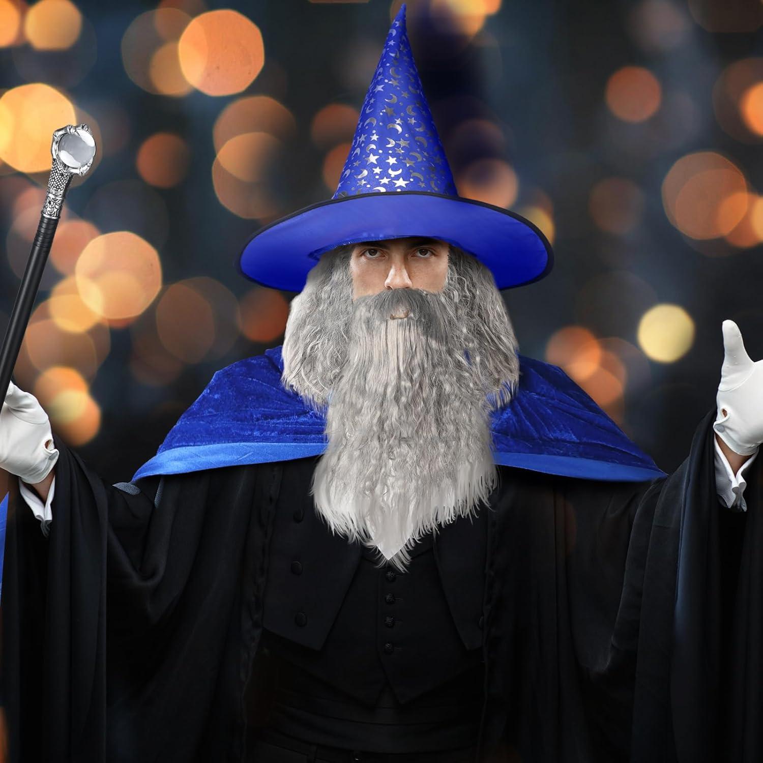 Disfraz de Mago Hicarer 4 Piezas para Adultos - Sombrero, Capa, Varita