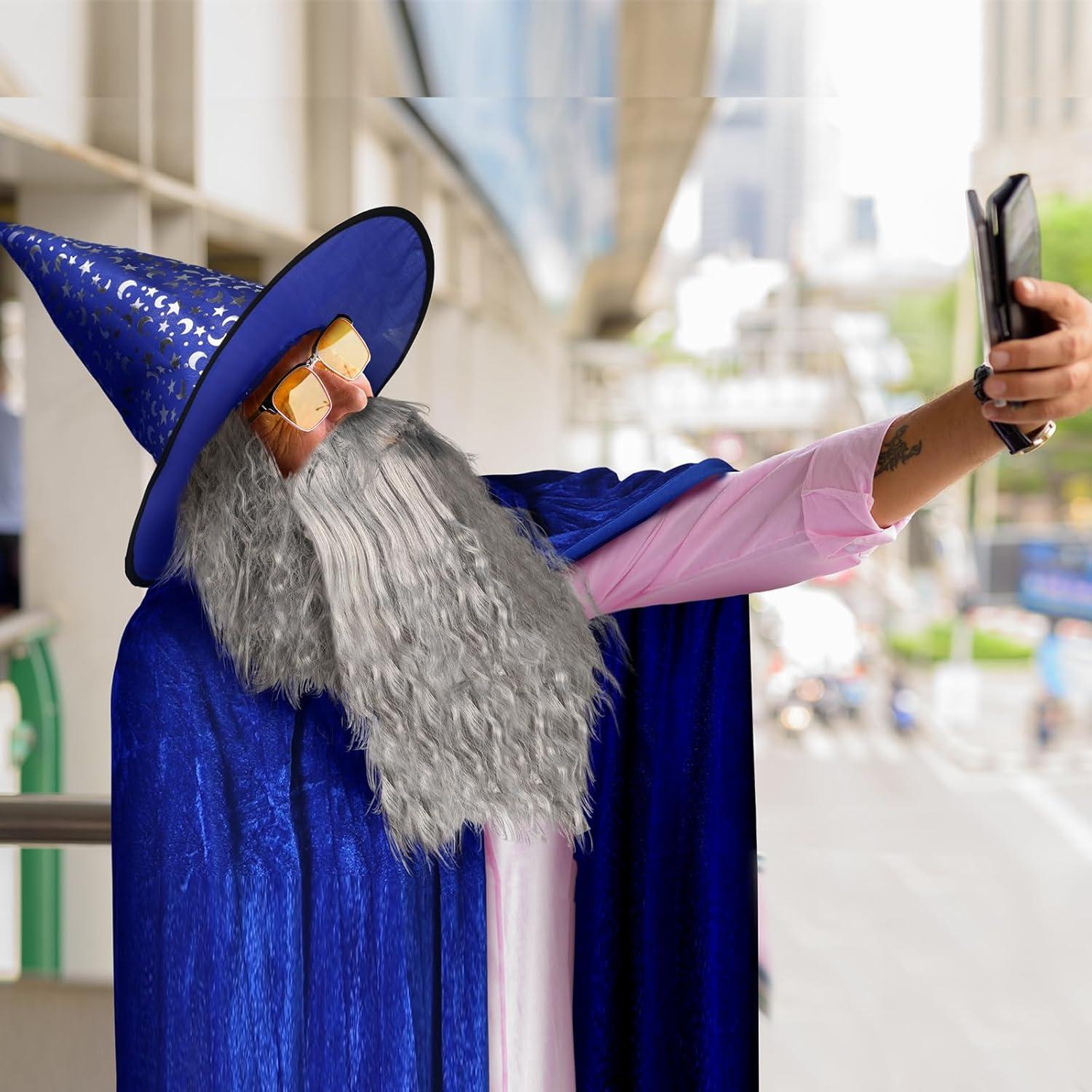 Disfraz de Mago Hicarer 4 Piezas para Adultos - Sombrero, Capa, Varita