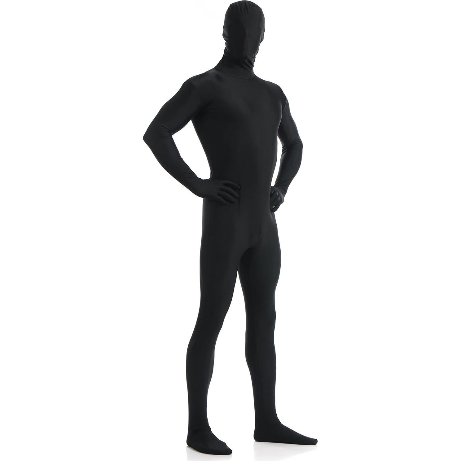 Disfraz Zentai Unisex ATHX Spandex Negro Mediano Halloween