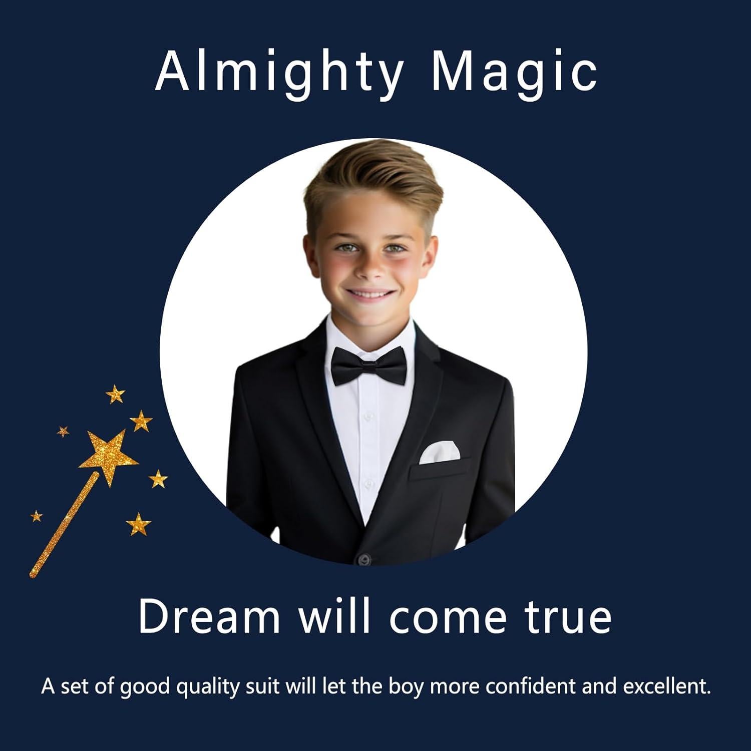 Traje Slim Fit para Niños Negro 5 Pcs - Chaqueta, Pantalones, Chaleco