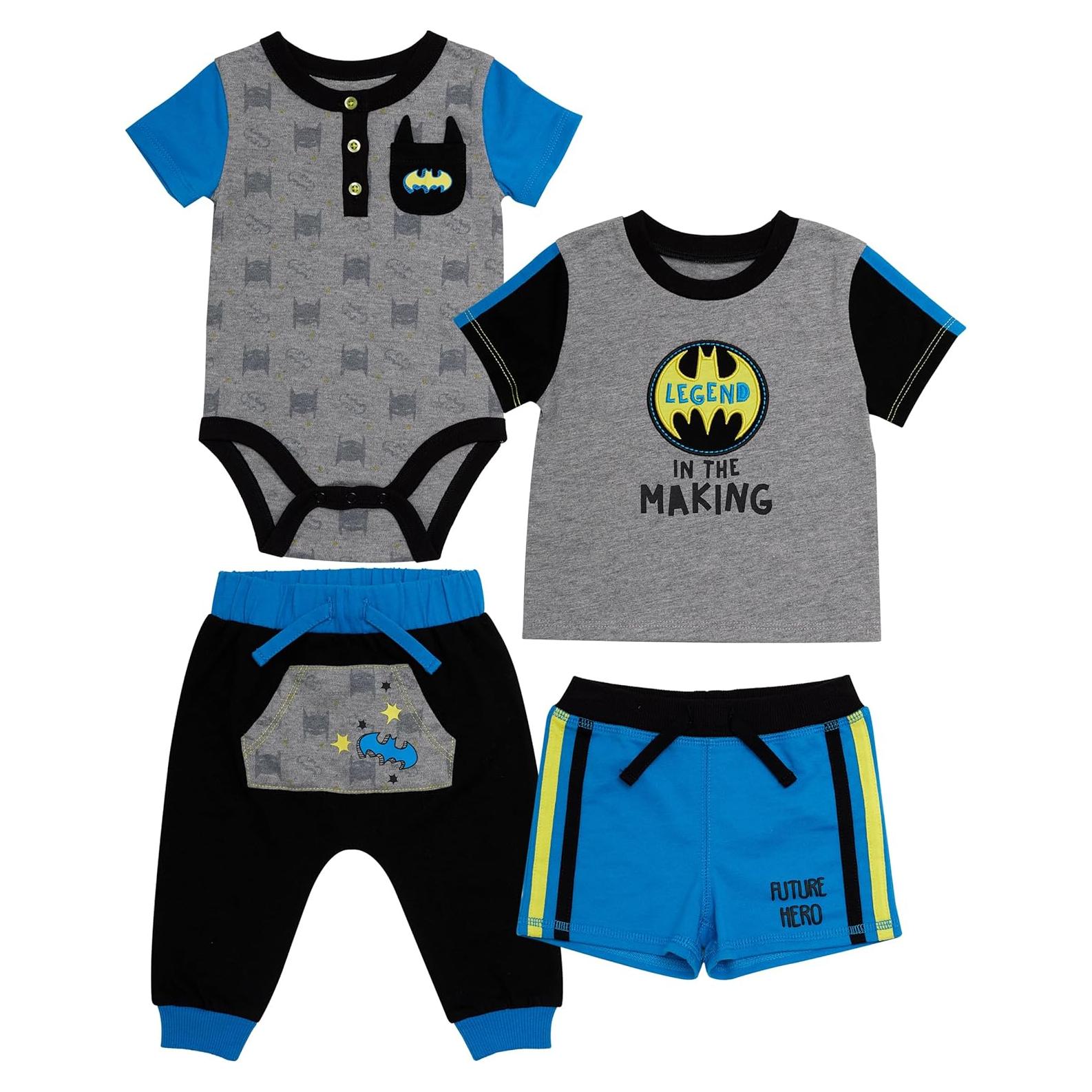 Conjunto de Ropa Batman 4 Piezas para Bebés 18 Meses