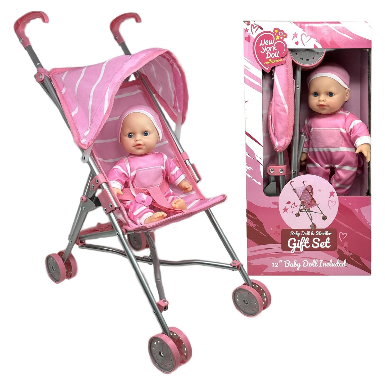 Set de Muñeca Bebé con Carrito Rosa - 30.48 cm - 1.48 kg