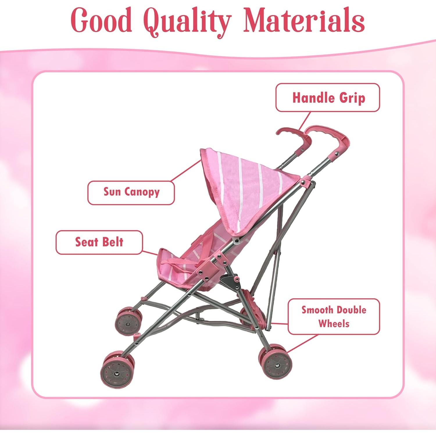 Set de Muñeca Bebé con Carrito Rosa - 30.48 cm - 1.48 kg