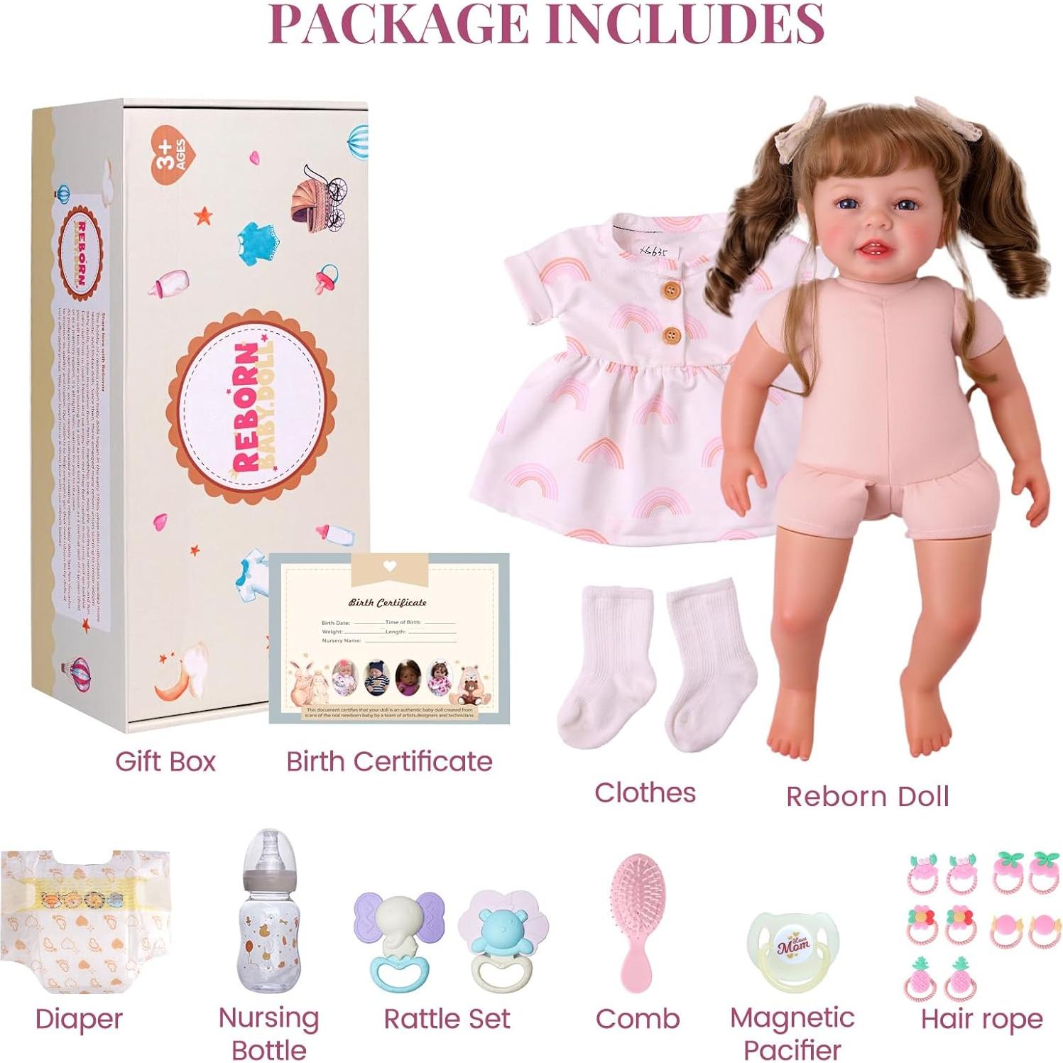 Muñeca Reborn Realista BABESIDE 50.8 cm con Pecas para Niños