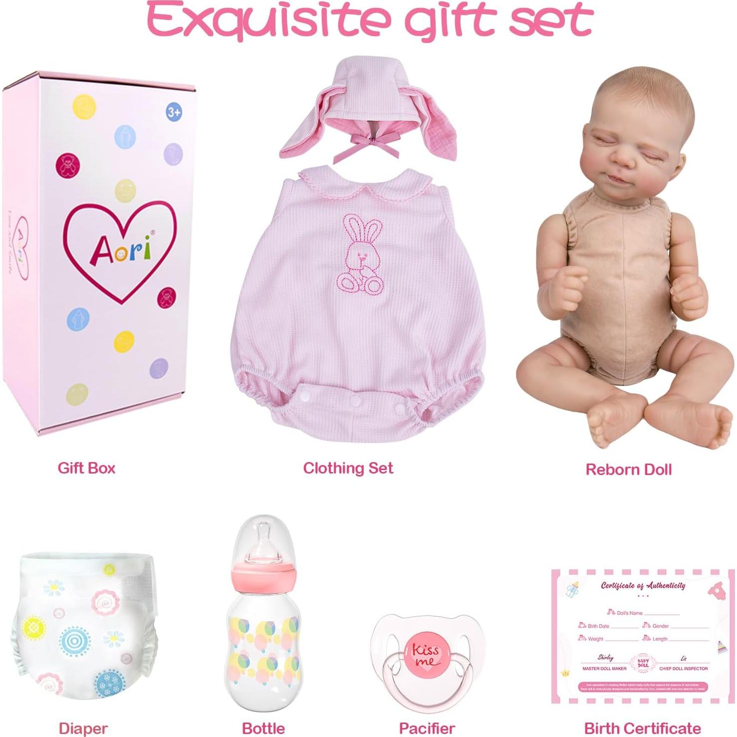 Muñeca Reborn Aori 20" (50.8 cm) Realista para Niñas 3+