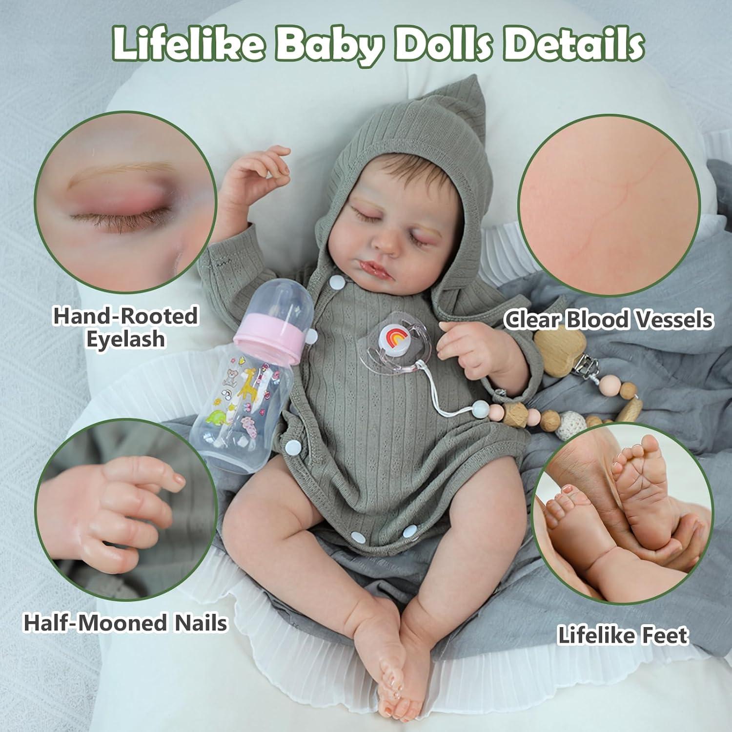 Muñeca de bebé renacida SCOM 50 cm con cuerpo de vinilo