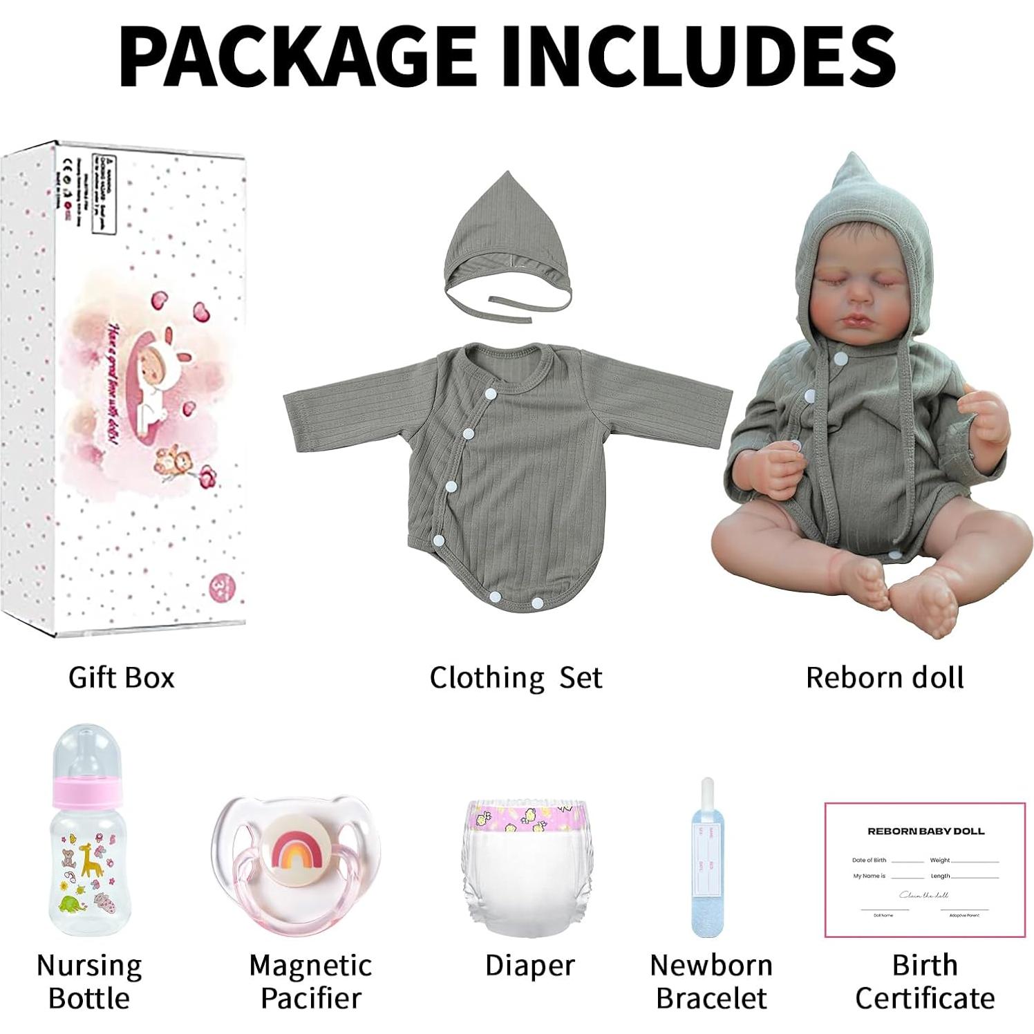 Muñeca de bebé renacida SCOM 50 cm con cuerpo de vinilo