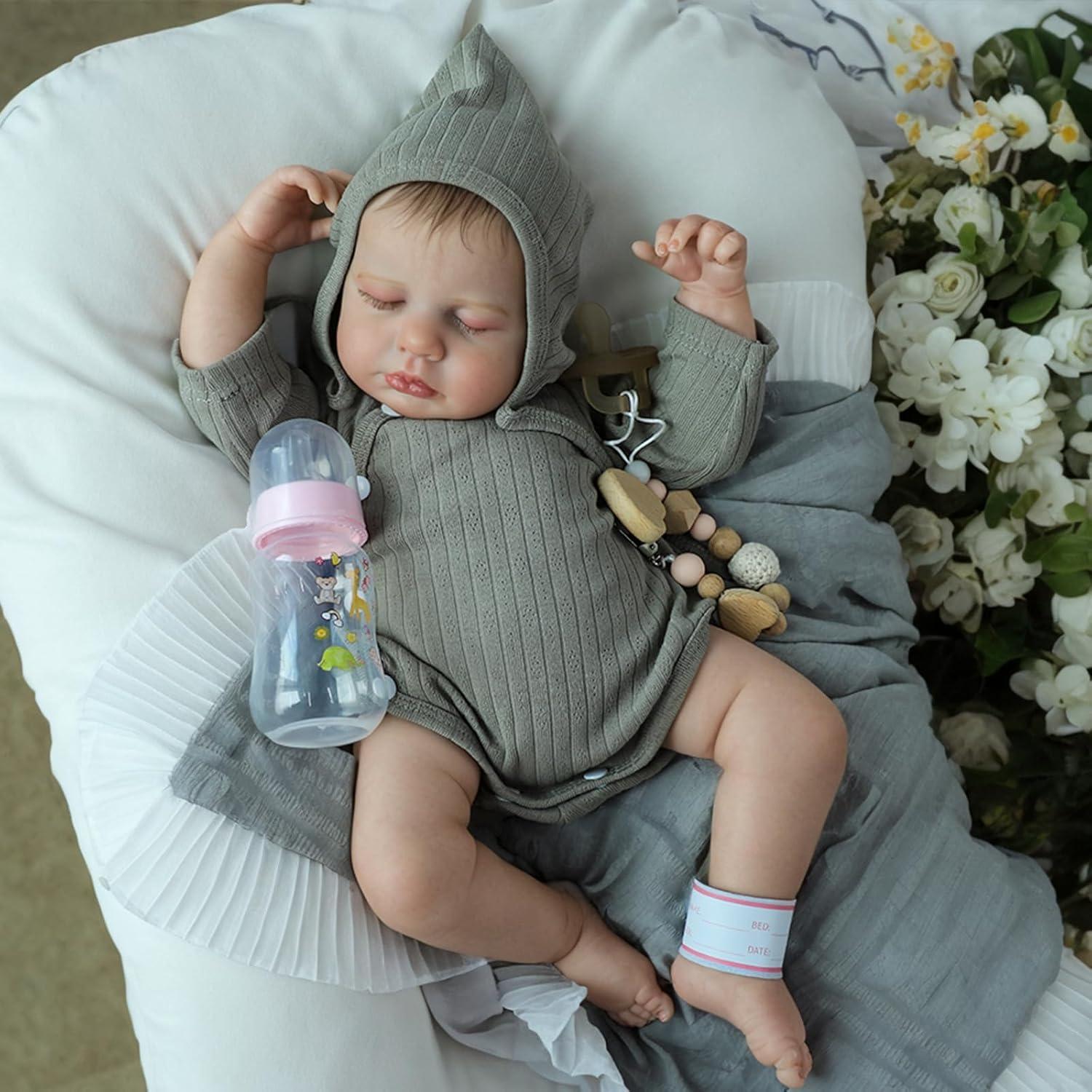 Muñeca de bebé renacida SCOM 50 cm con cuerpo de vinilo