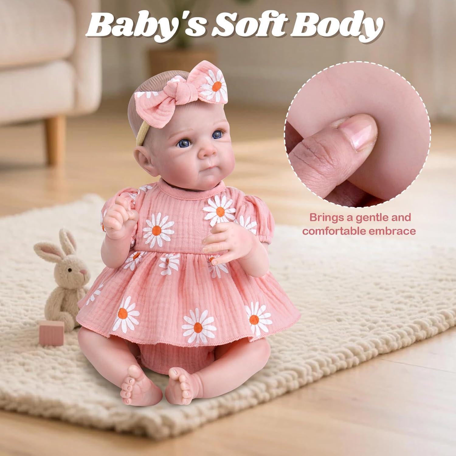 Muñeca de bebé renacida UOFTKIZ 51 cm rosa realista