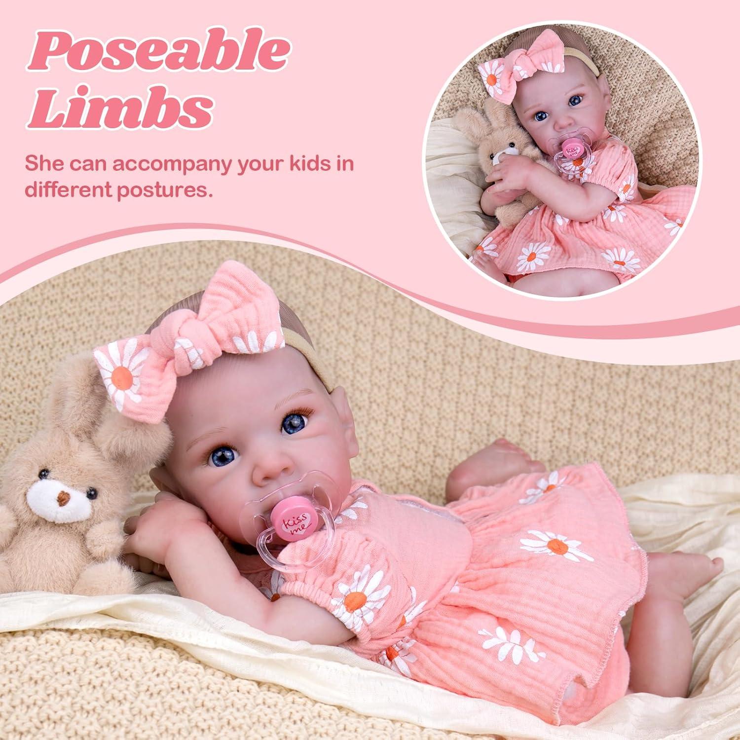 Muñeca de bebé renacida UOFTKIZ 51 cm rosa realista