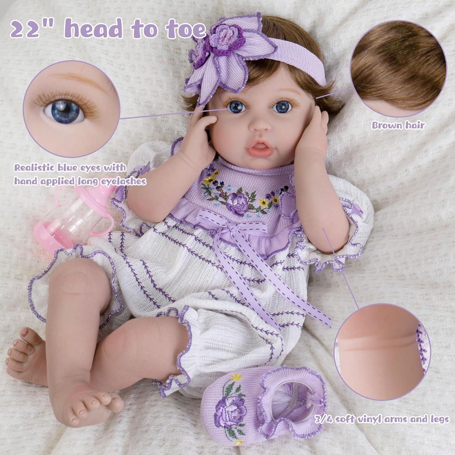 Muñeca Reborn Bebé Niña Aori 2.0 - 56 cm Vinilo Suave Realista