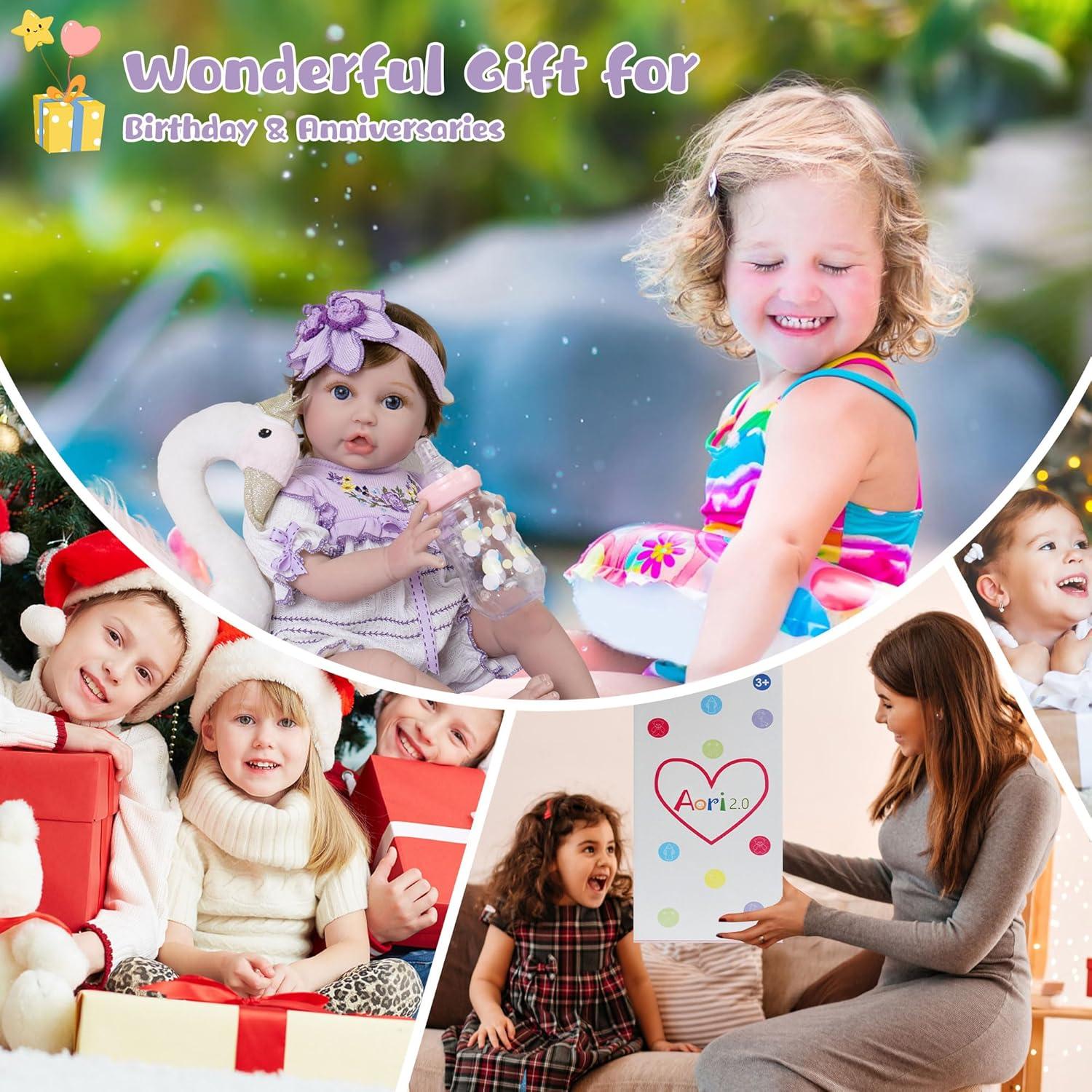 Muñeca Reborn Bebé Niña Aori 2.0 - 56 cm Vinilo Suave Realista