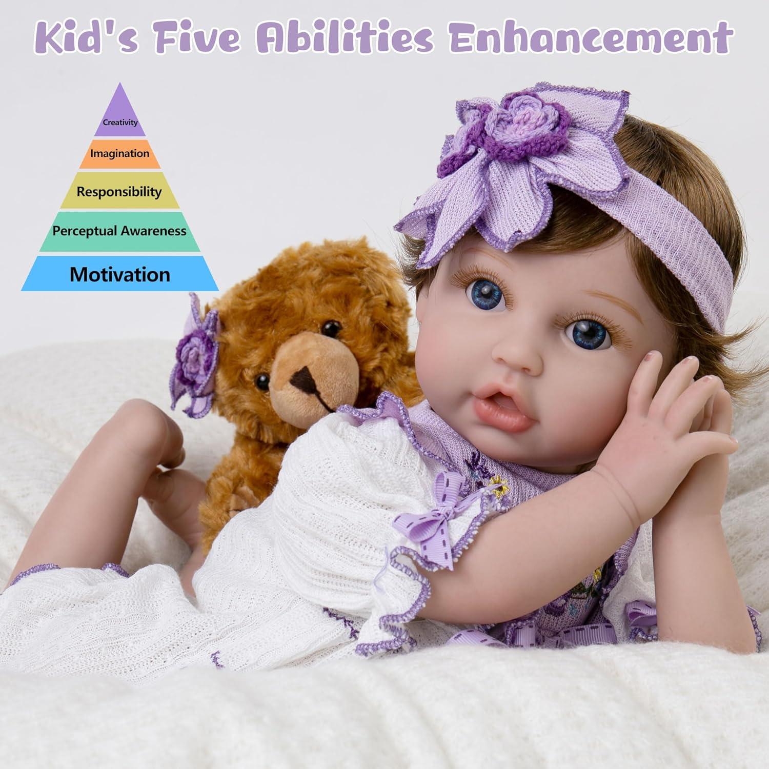 Muñeca Reborn Bebé Niña Aori 2.0 - 56 cm Vinilo Suave Realista