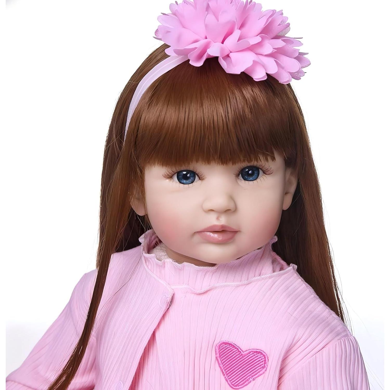 Muñeca Reborn Realista Pinky 60 cm NUER Ojos Azules
