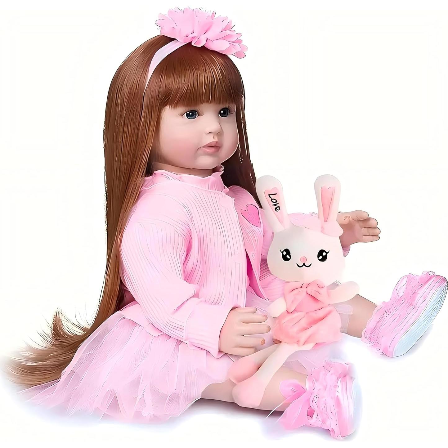 Muñeca Reborn Realista Pinky 60 cm NUER Ojos Azules