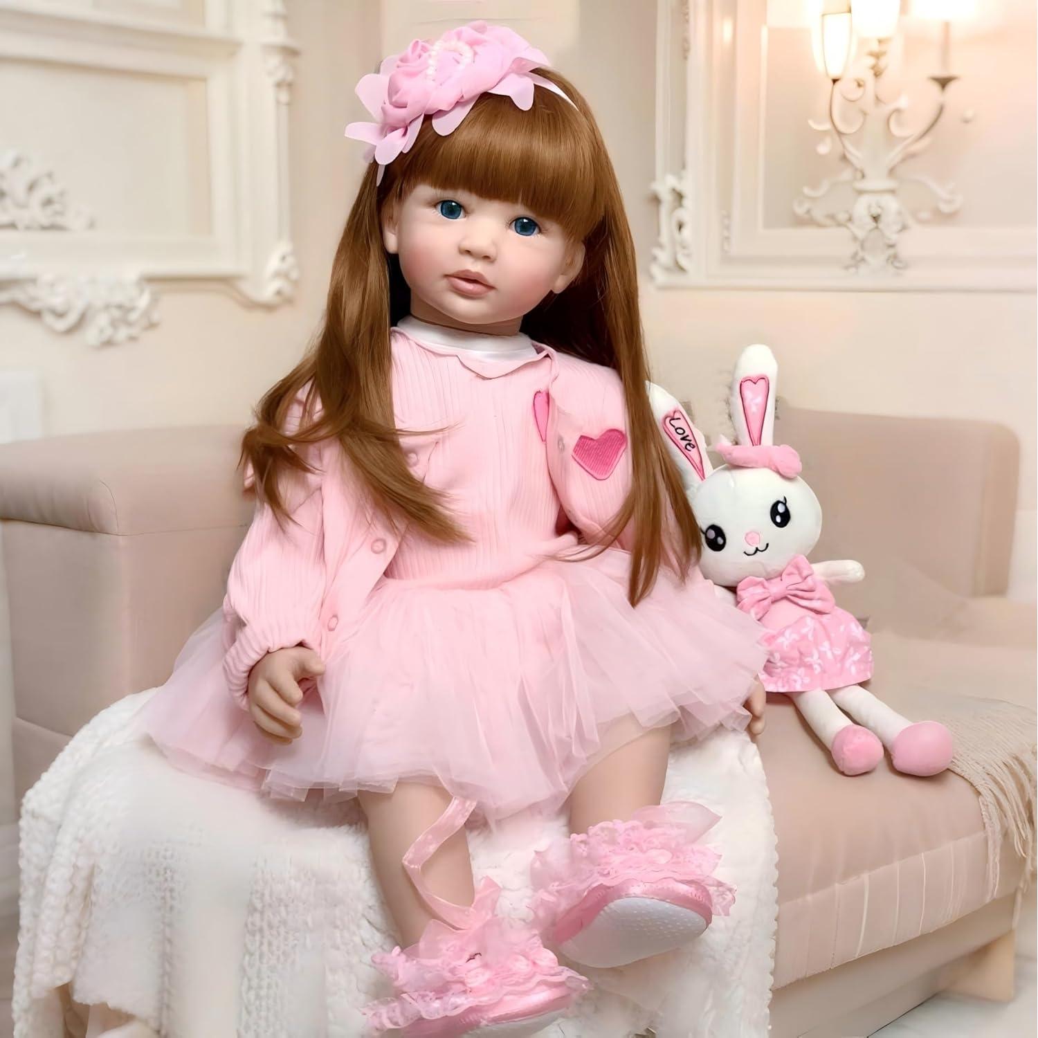 Muñeca Reborn Realista Pinky 60 cm NUER Ojos Azules