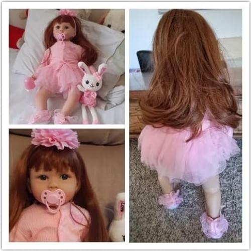 Muñeca Reborn Realista Pinky 60 cm NUER Ojos Azules