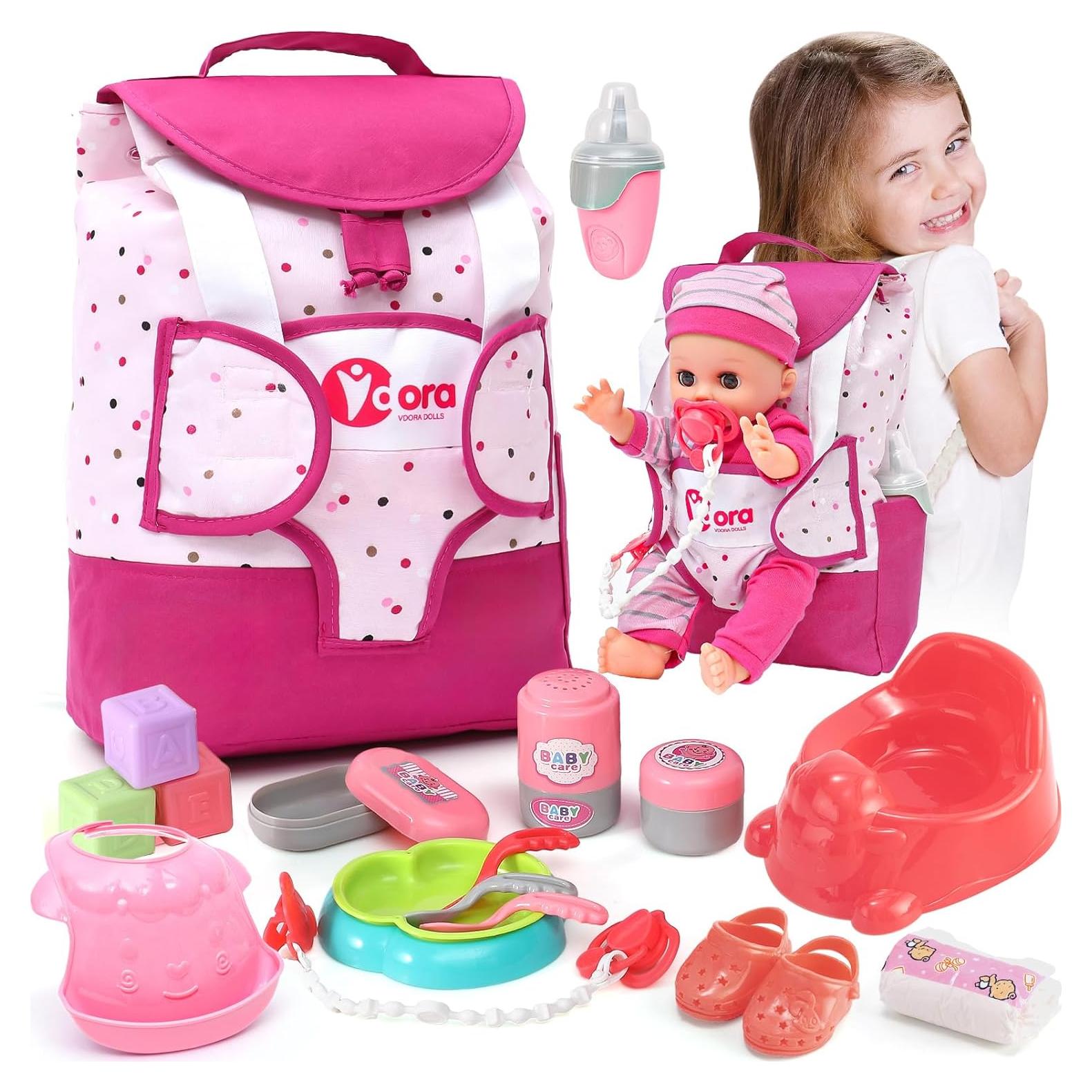 Juego de Accesorios para Muñecas TUZT con Mochila y Pañales